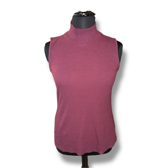 LANE BRYANT Mock Neck Ribbed Tank Classic Sleeveless - 18/20 Maroon - Picture 2 of 16